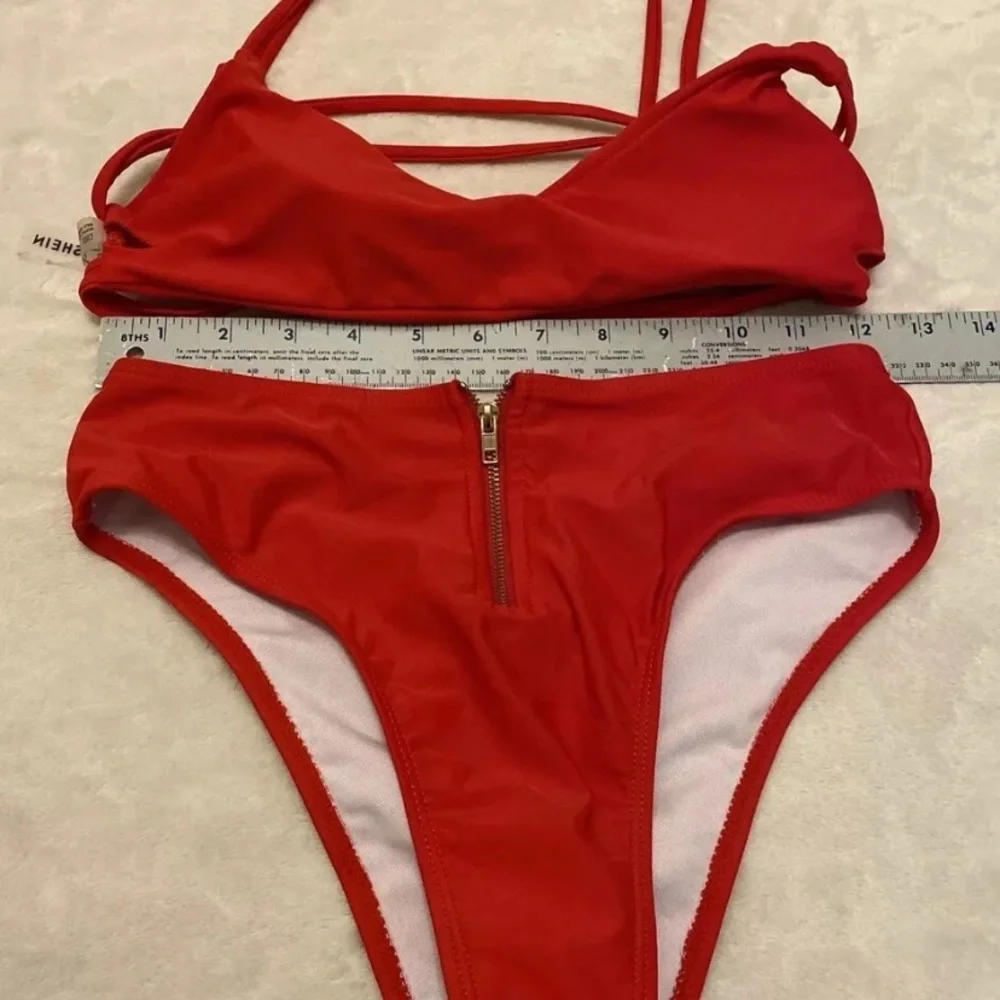 SHEIN Vibrant Red Bikini with Zipper